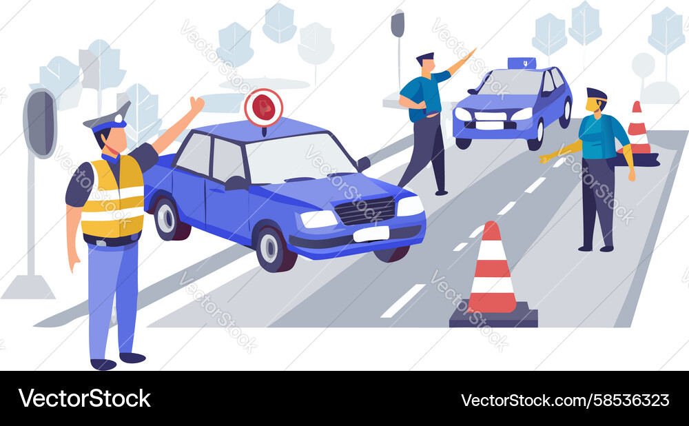 Police Responding to Road Accident Royalty Free Vector Image