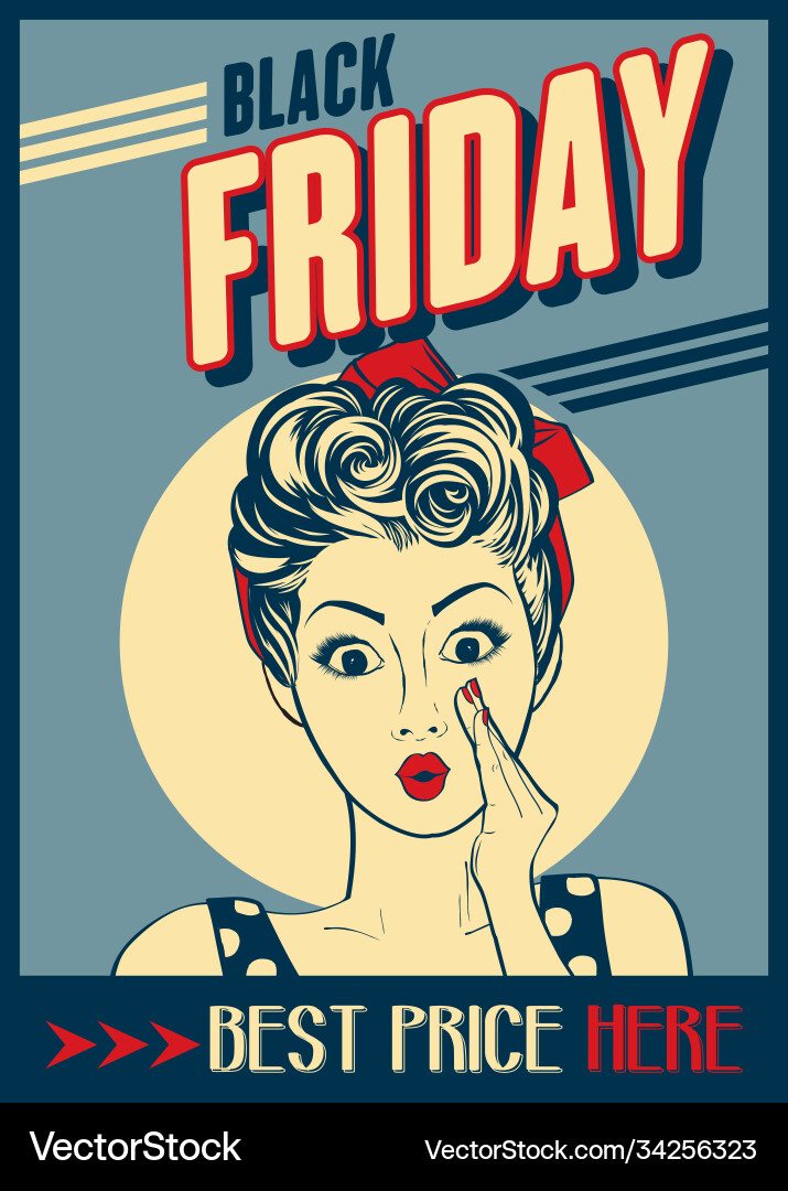 Schwarz friday banner mit pin-up Mädchen retro style Schwarz friday banner mit pin-up Mädchen retro style vektorbild