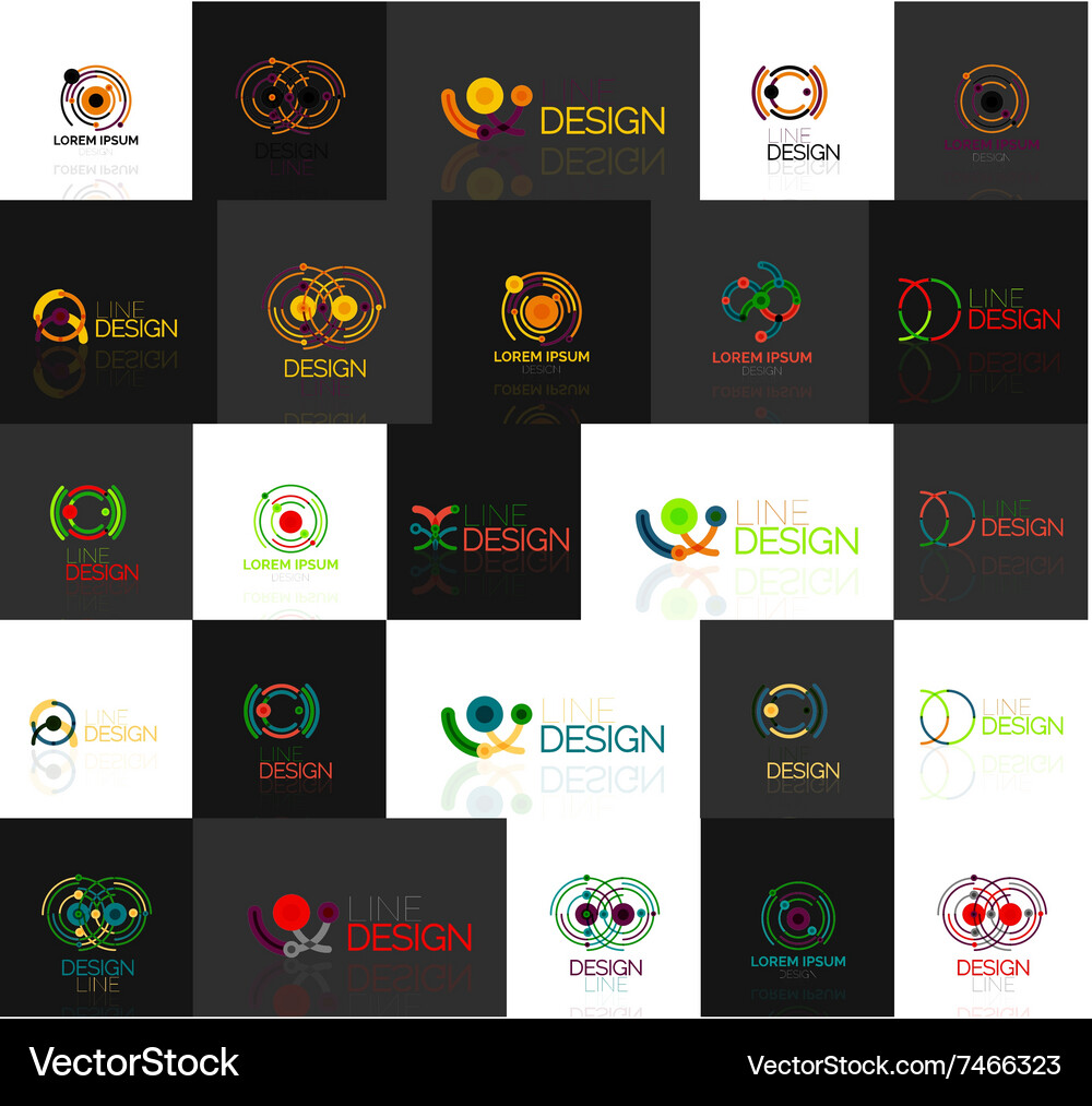 Set of linear abstract logos swirl circle Vector Image