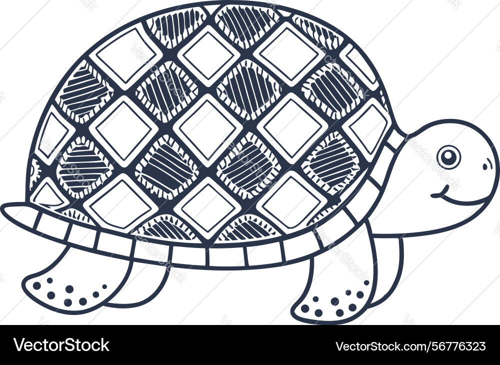 Tortoise with geometric shell design in simple Tortoise with geometric shell design in simple Vector Image