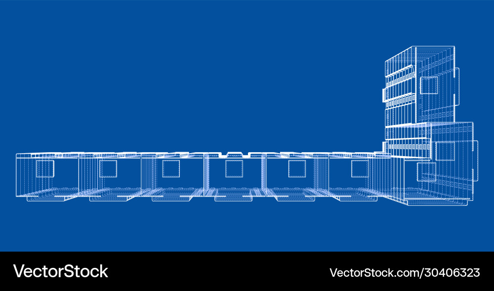 Wire-frame model a multi-storey building Wire-frame model a multi-storey building Vector Image
