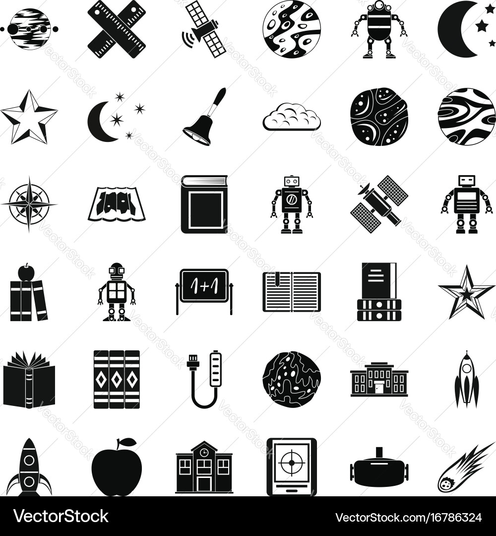 Astronomy exploration icons set simple style Vector Image