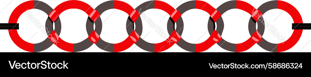 Connected red chain links forming a linear Vector Image