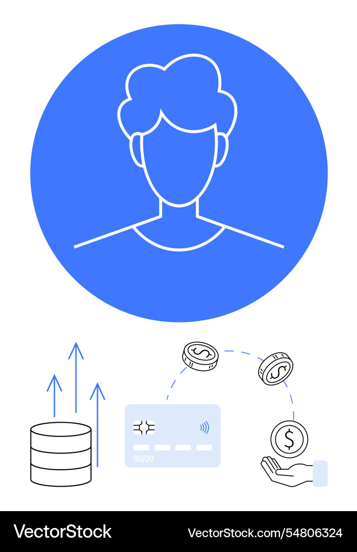 Digital profile with data transfer and financial Digital profile with data transfer and financial vector image