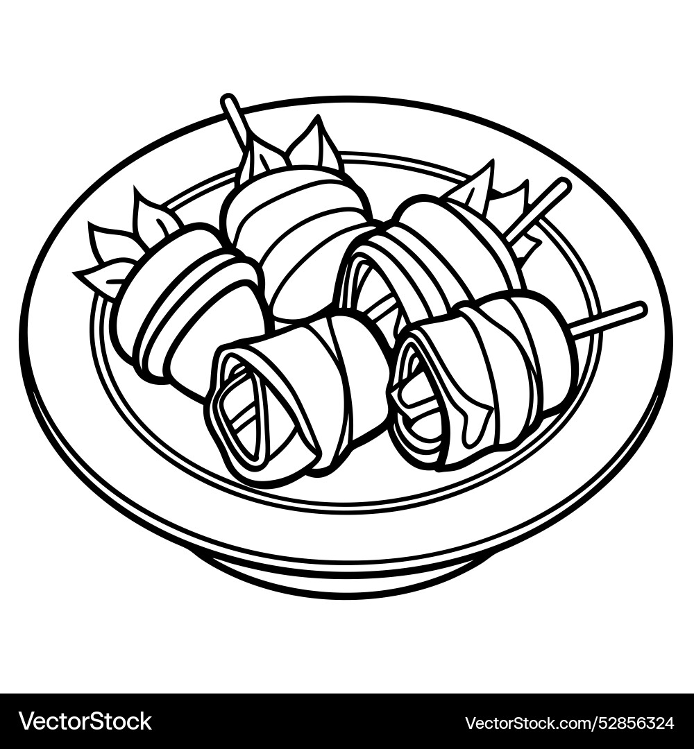 Elegant appetizer featuring bacon-wrapped dates Vector Image
