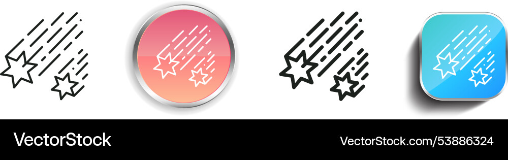 Falling star icon thin linear regular and button Falling star icon thin linear regular and button Vector Image