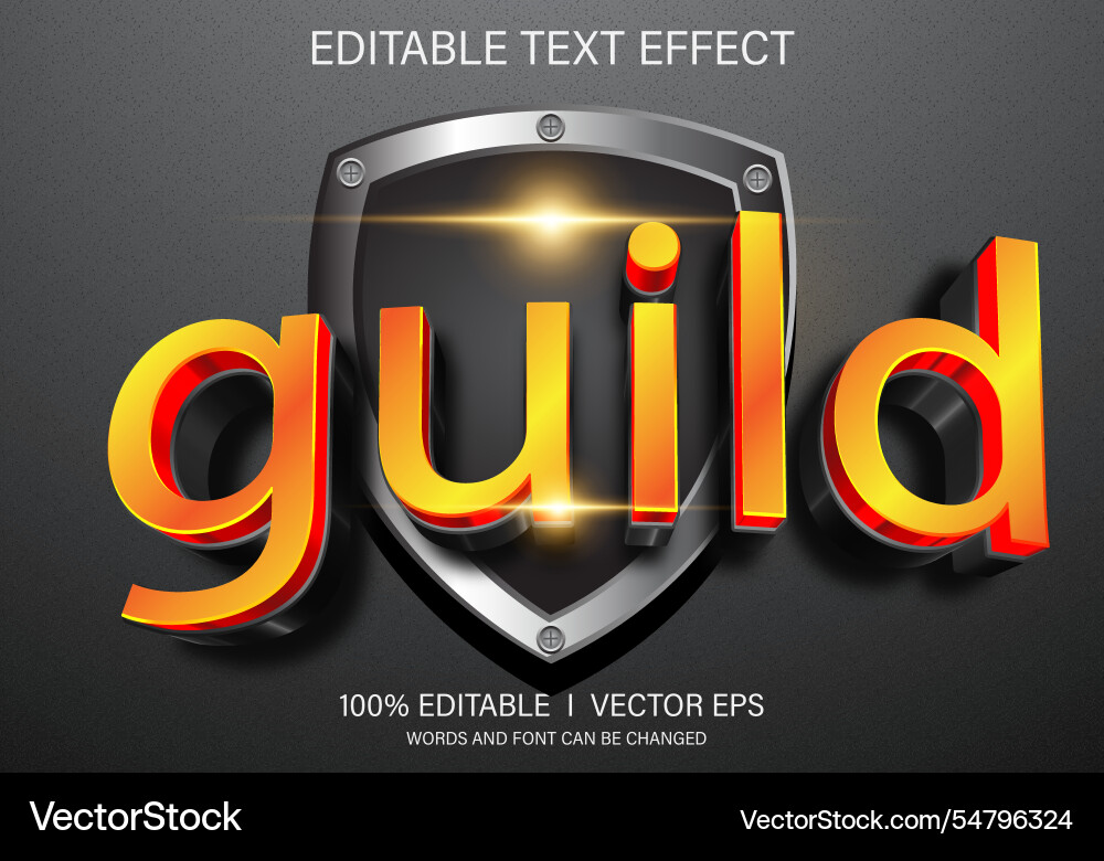 Guild 3d text effect with modern style design Guild 3d text effect with modern style design vector image