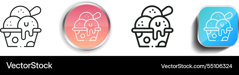 Ice cream cup icon thin linear regular and button Ice cream cup icon thin linear regular and button vector image