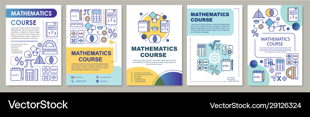 Mathematics course math lessons brochure template Mathematics course math lessons brochure template vector image