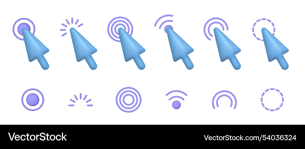 Modern Pointer Cursor Icon Set Vector Image