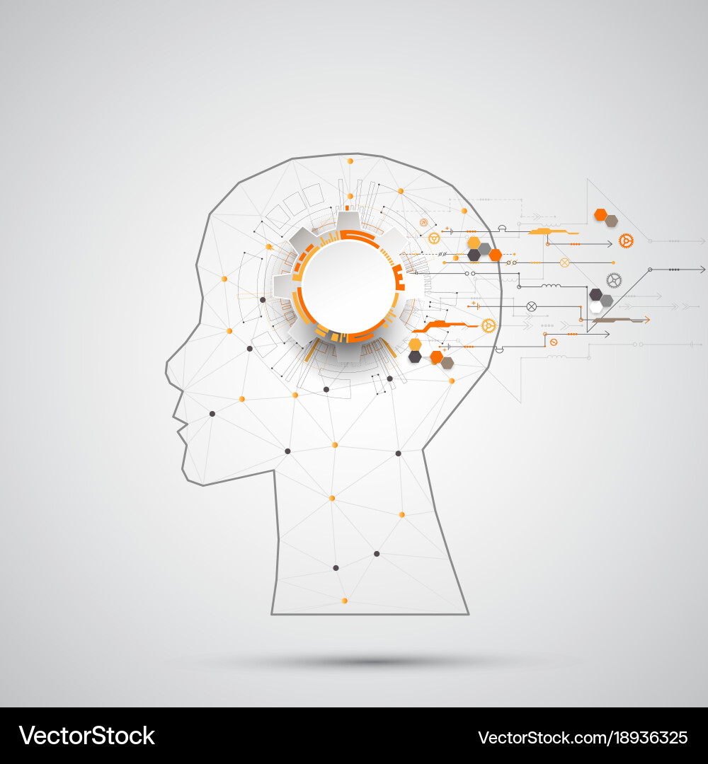 Creative brain concept background with triangular vector image