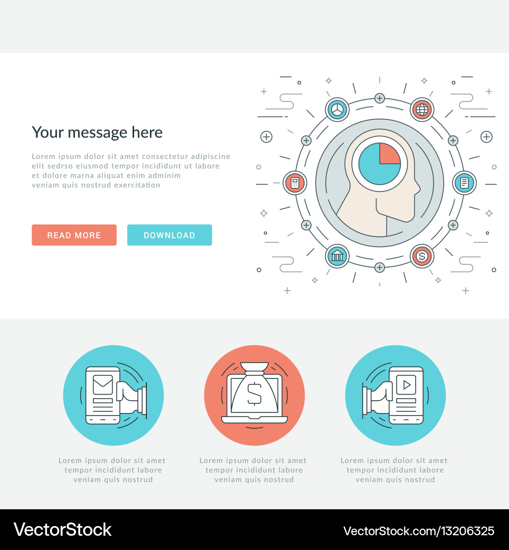 Flat line business concept web site header vector image