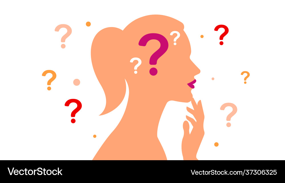 Mädchen und Fragezeichen - silhouette junge Frau Mädchen und Fragezeichen - silhouette junge Frau vektorbild