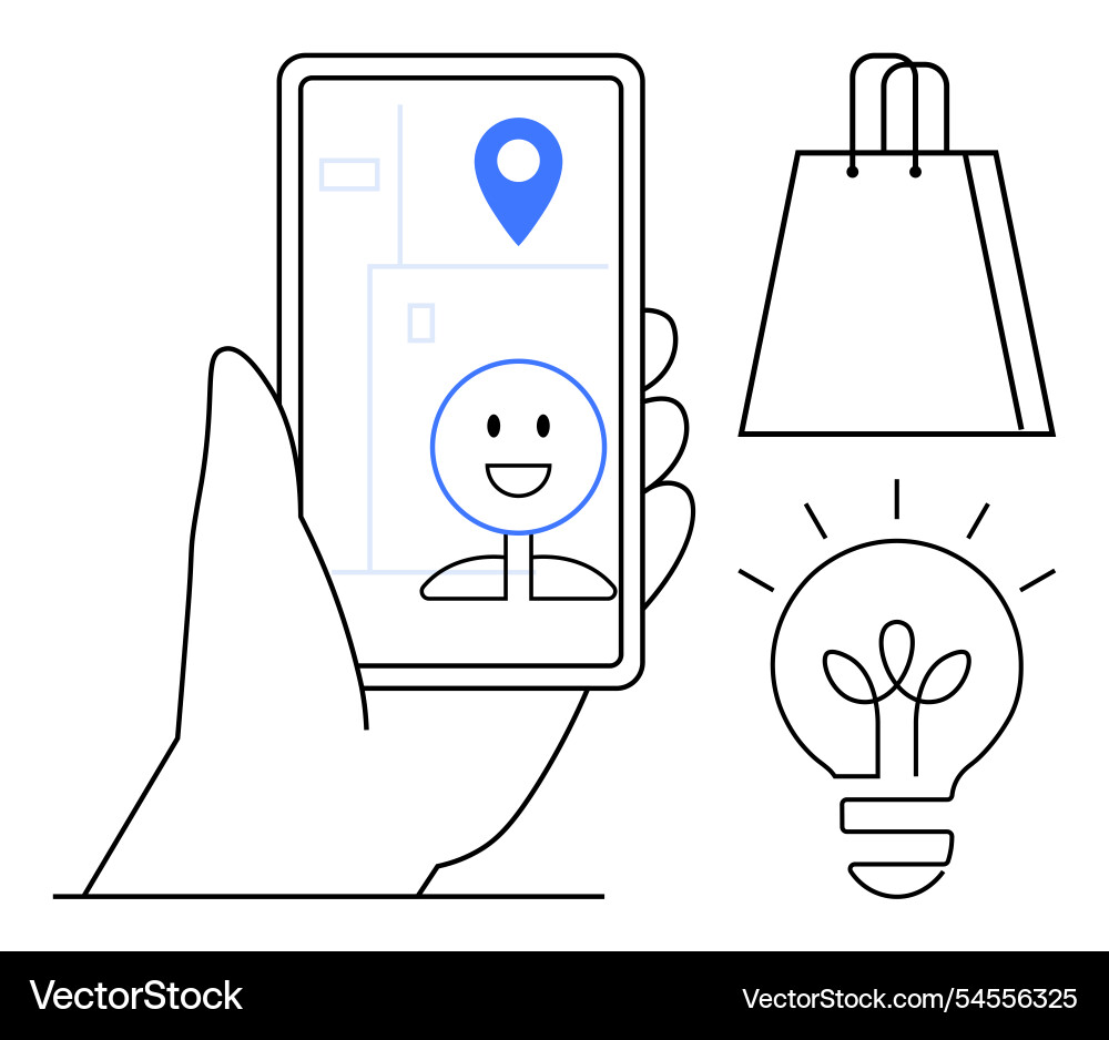 Mobile navigation app with location pin shopping Mobile navigation app with location pin shopping vector image