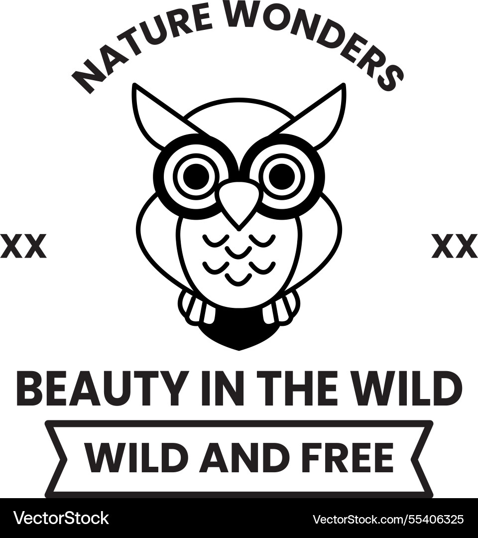 Owl is wearing glasses in the style of sign Owl is wearing glasses in the style of sign vector image