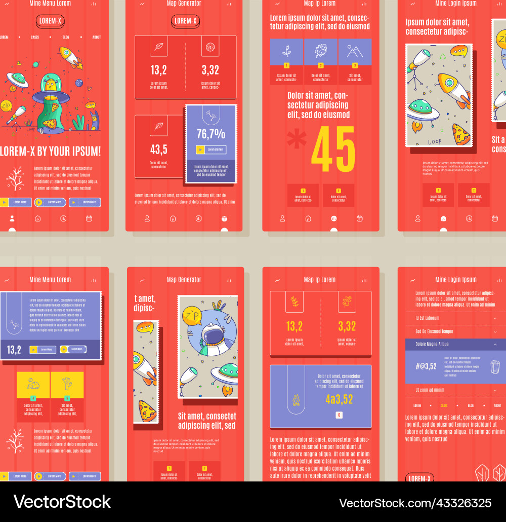 Phone gui template wireframe ui kit vector image