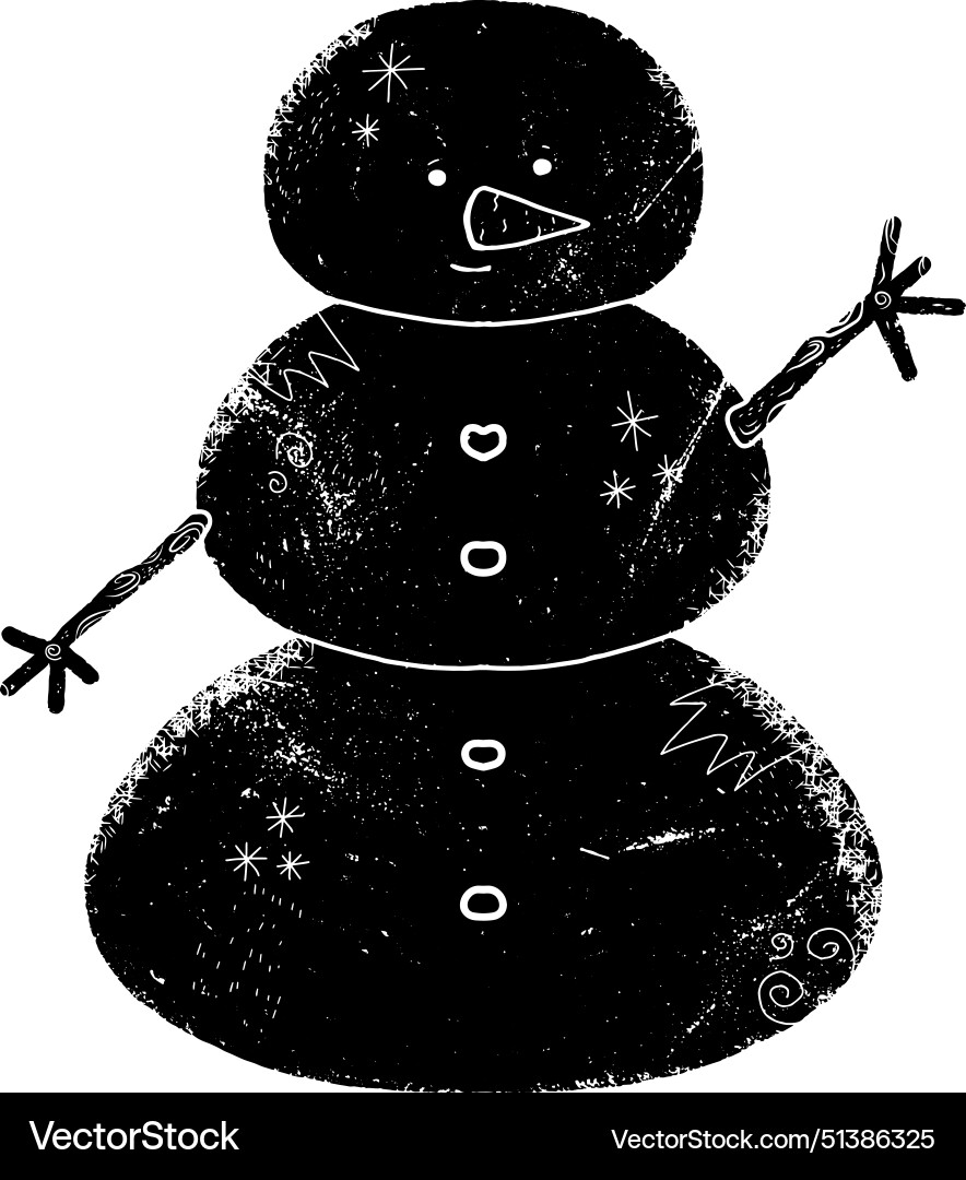 Snowman in linocut style stylization rustic Vector Image