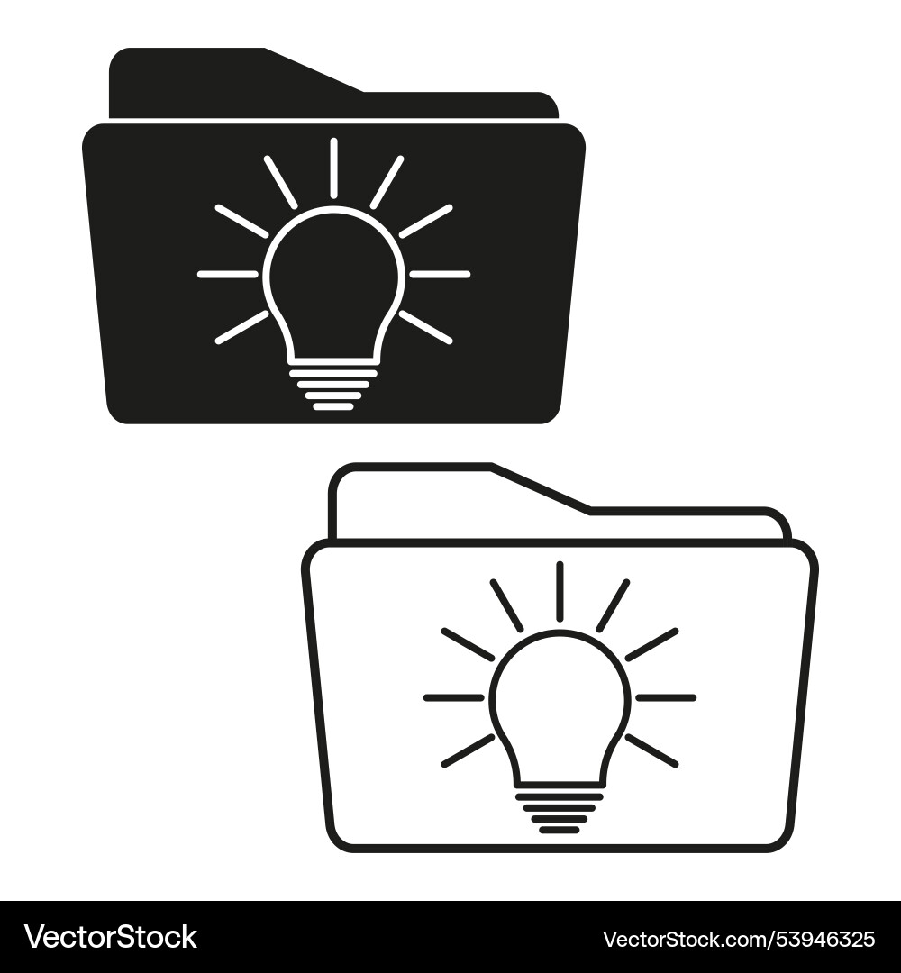 Two folder icons with lightbulb inside Two folder icons with lightbulb inside vector image