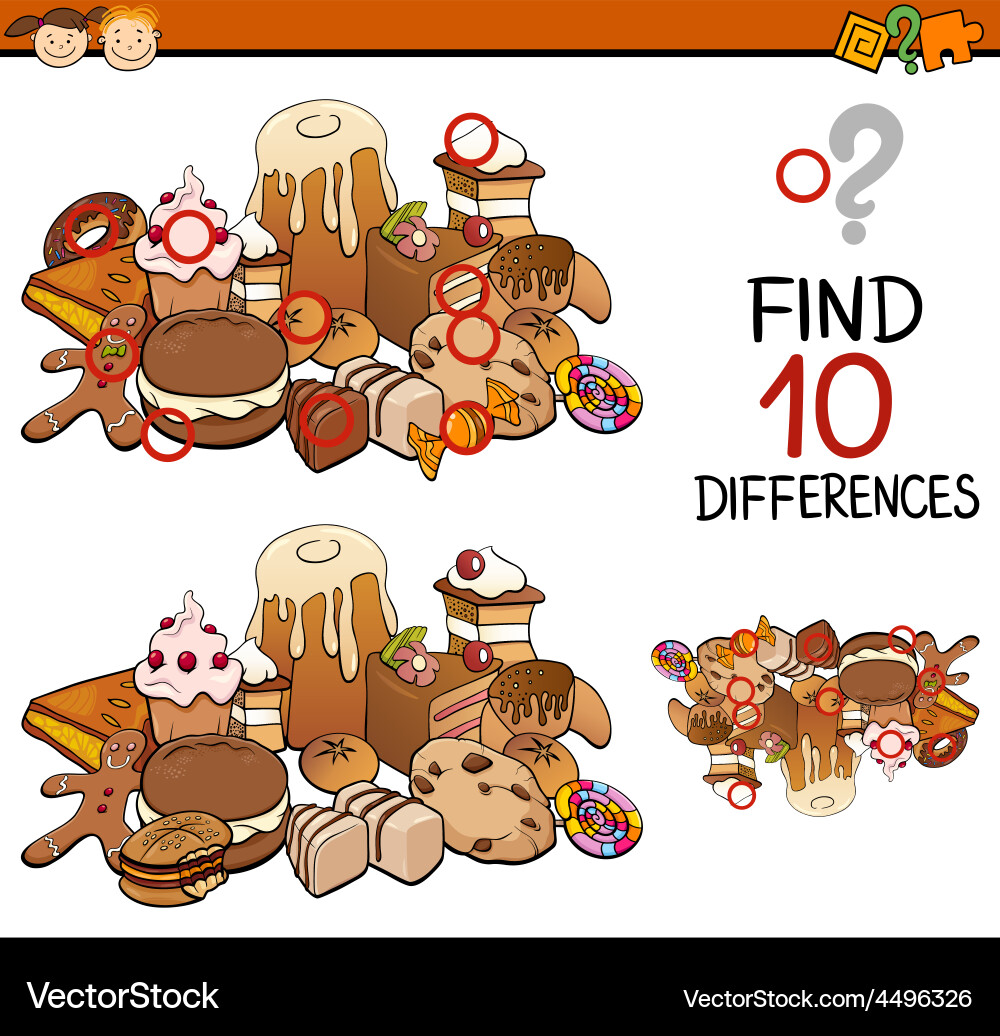 Educational Differences Game - Cute Cookies vector image