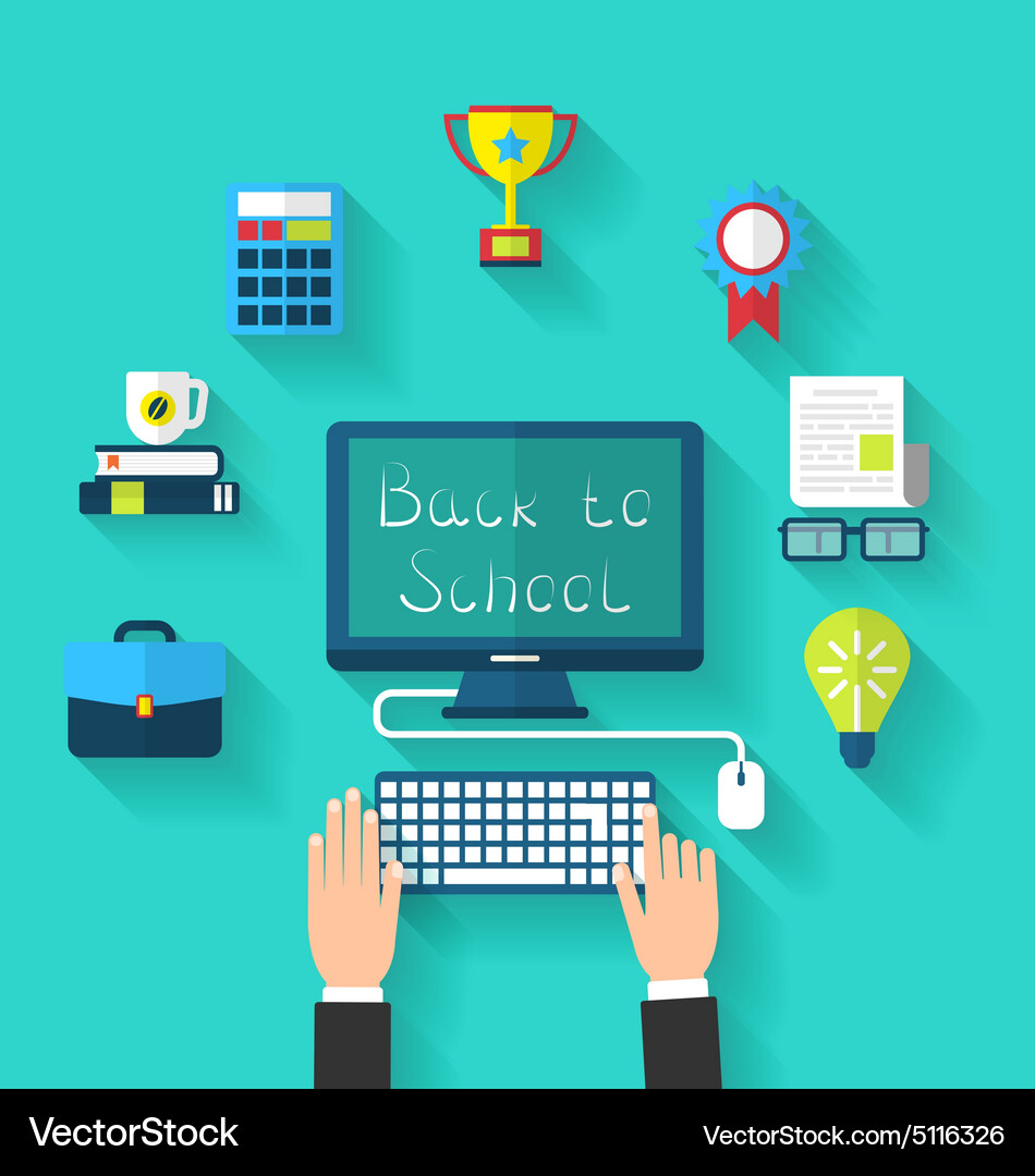 Flat icons and objects for high schoo Vector Image