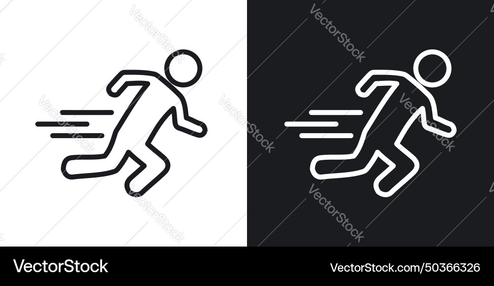 Man fast run icon set runner and speed motion vector image