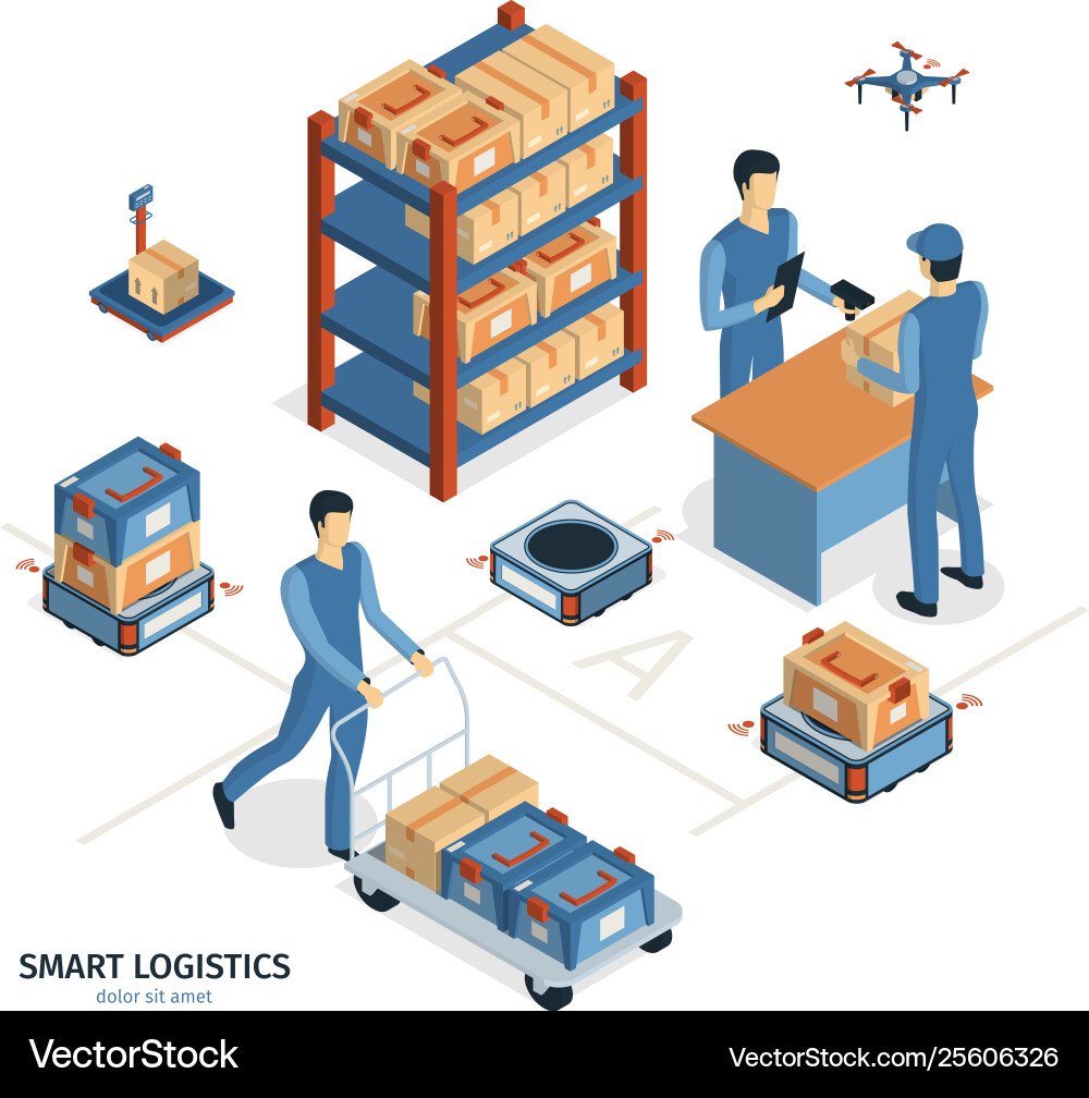 Smart logistics isometric composition Royalty Free Vector