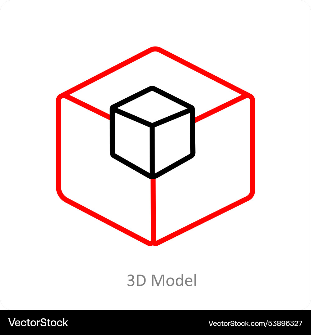 3d model and cube icon concept Vector Image