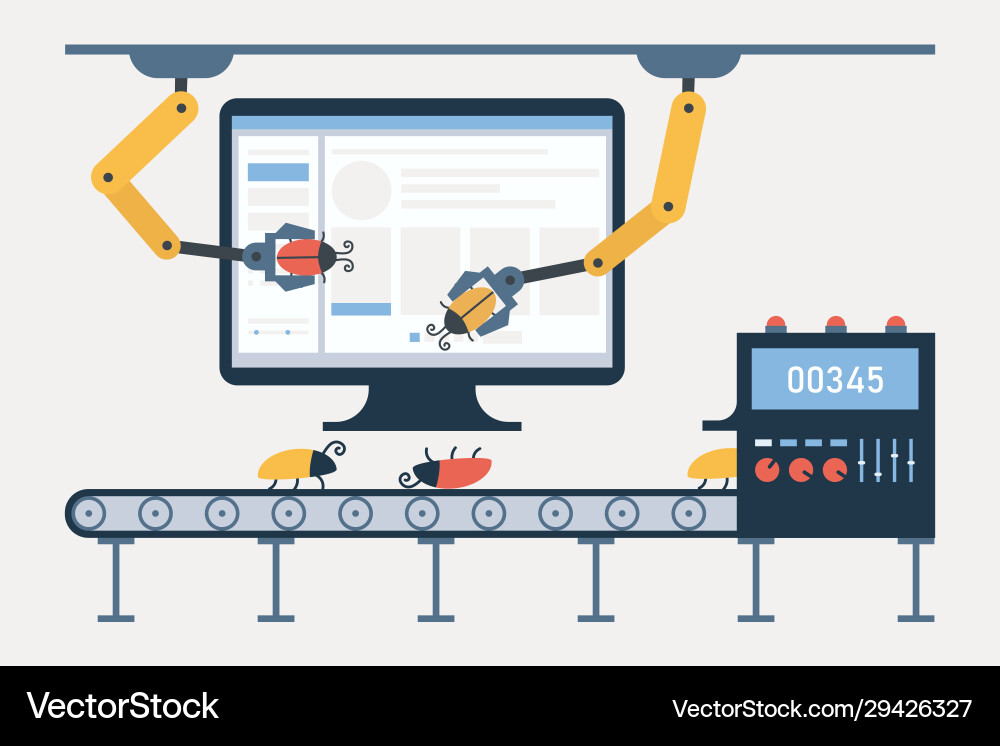 Automated Testing & Bug Tracking vector image