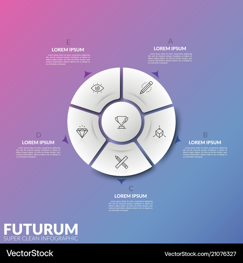 Circular Diagram with Five Sections vector image
