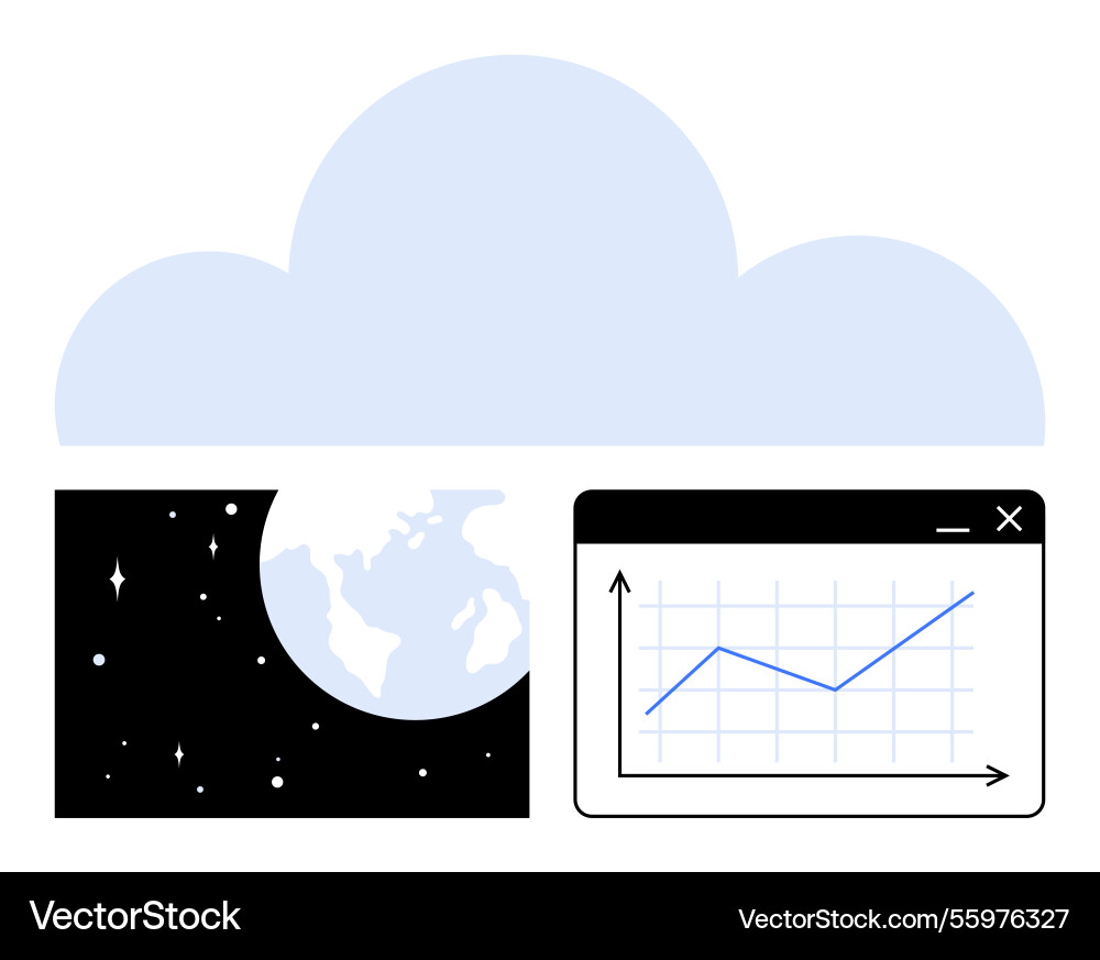 Cloud technology connecting global data analytics Cloud technology connecting global data analytics vector image