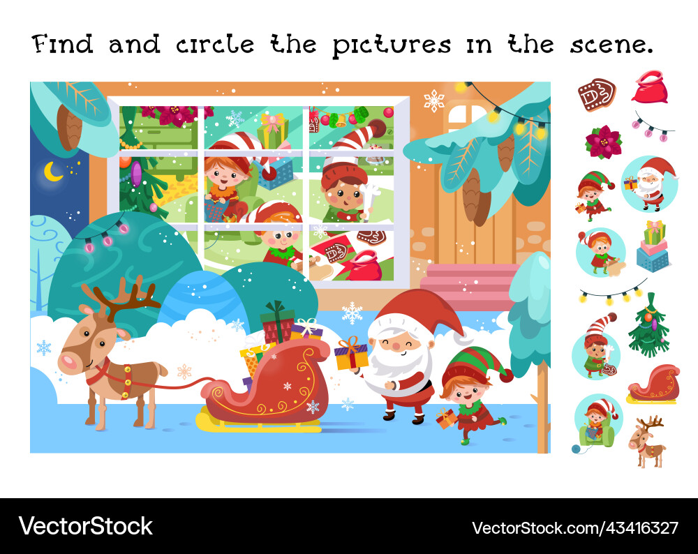Find and circle objects educational game Find and circle objects educational game vector image