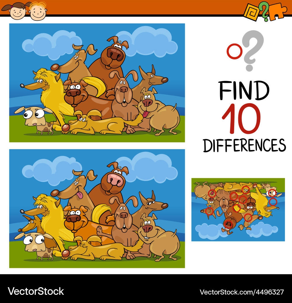 Finding differences game cartoon vector image