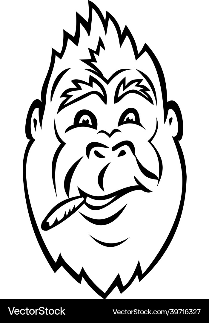 Gorilla head smoking cigarette cannabis joint vector image