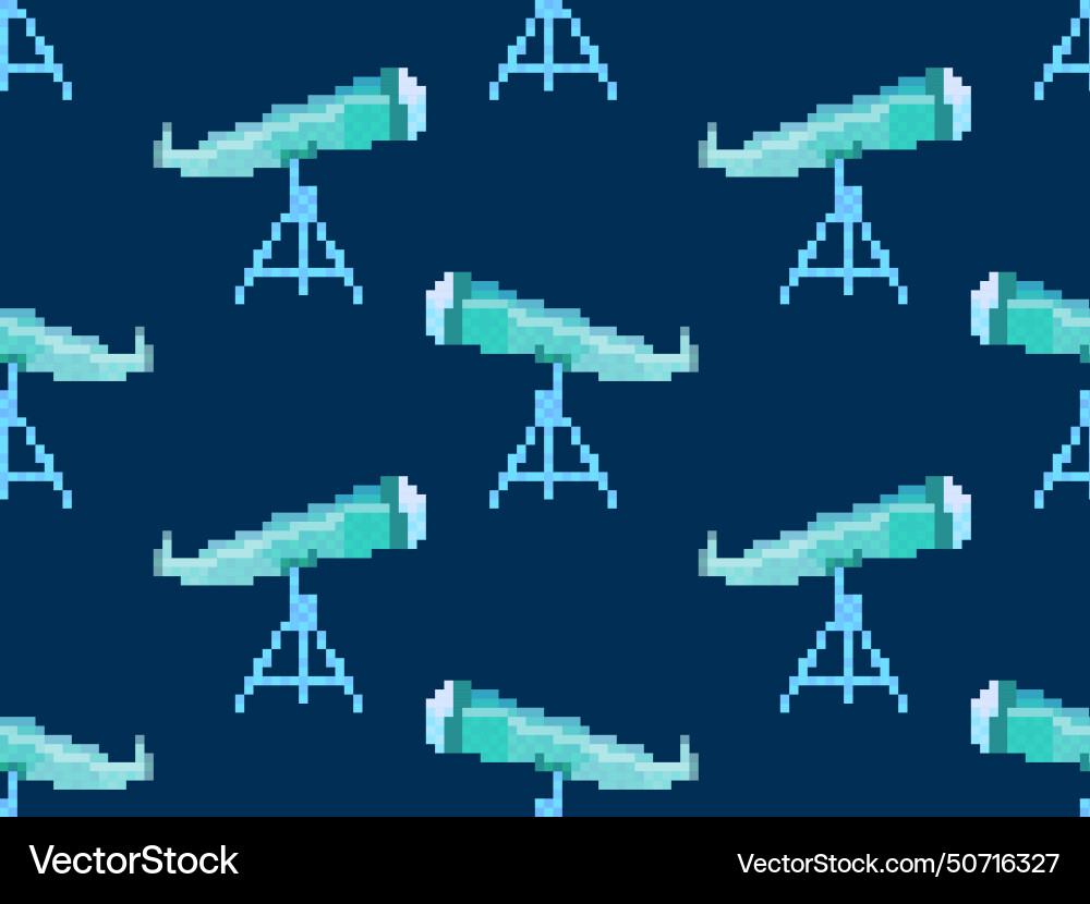 Pixel telescope seamless pattern Royalty Free Vector Image