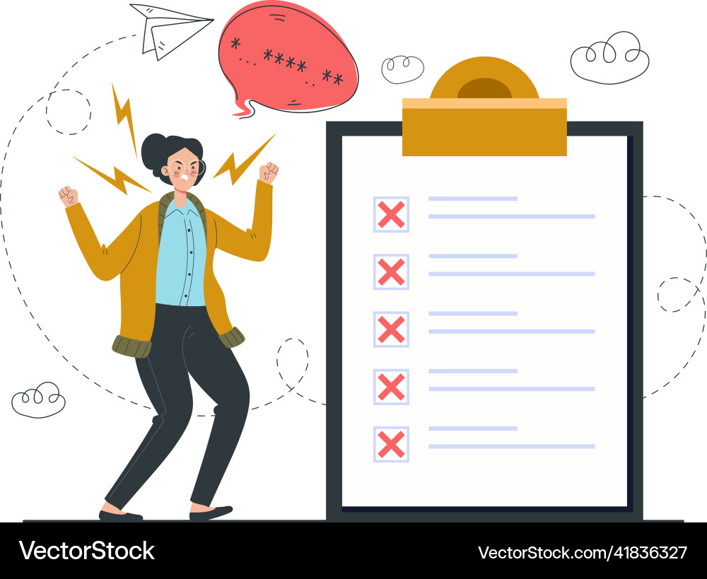 Rejected checklist red cross concept Rejected checklist red cross concept vector image