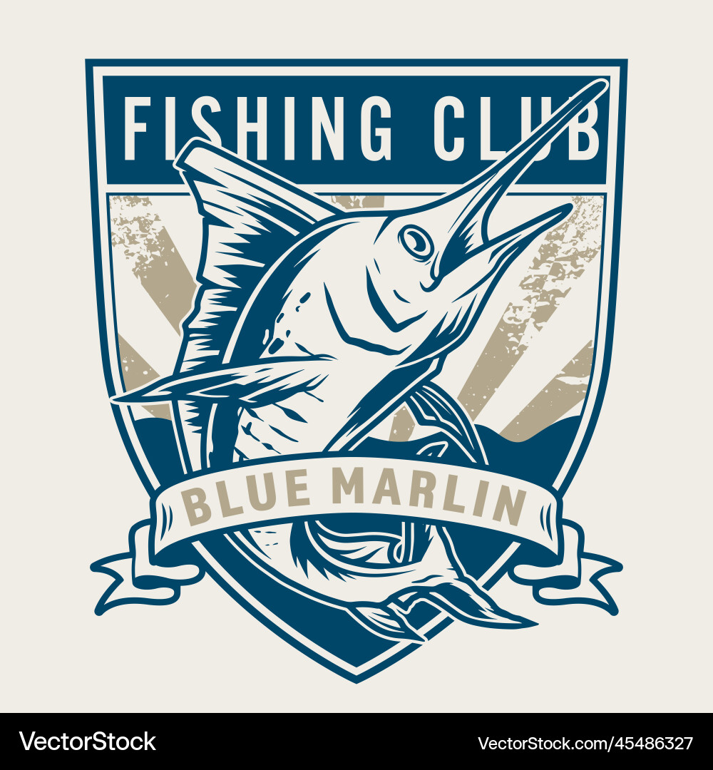 Vintage Fishing Club Label Vector Image