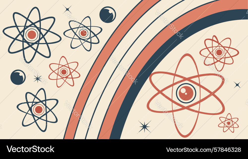 Atomic structures with rainbow arch colorful Vector Image