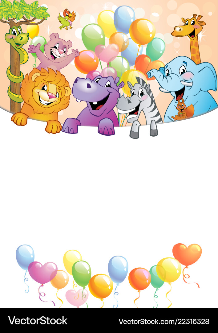 Cartoon cheerful animals holiday background Cartoon cheerful animals holiday background vector image