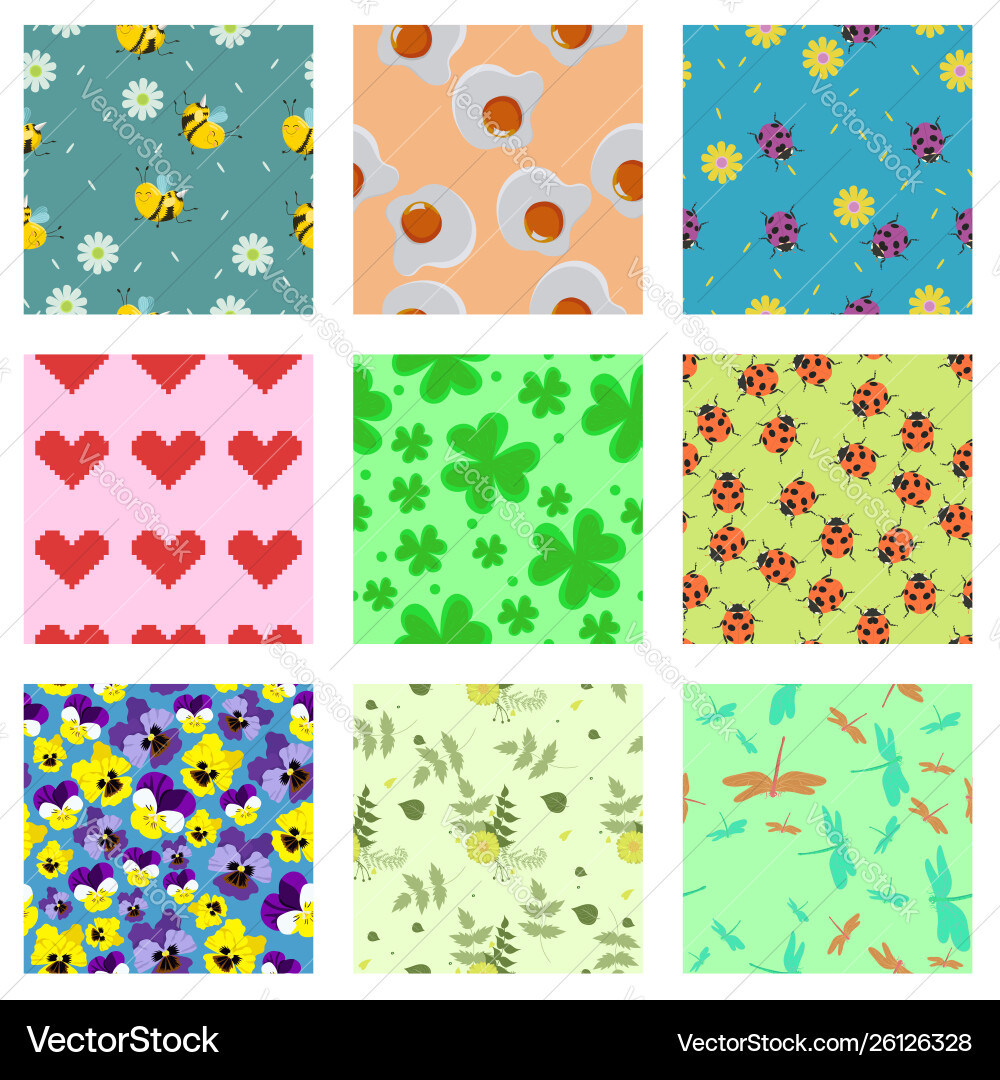 Cute Floral Pattern Set Vector Image