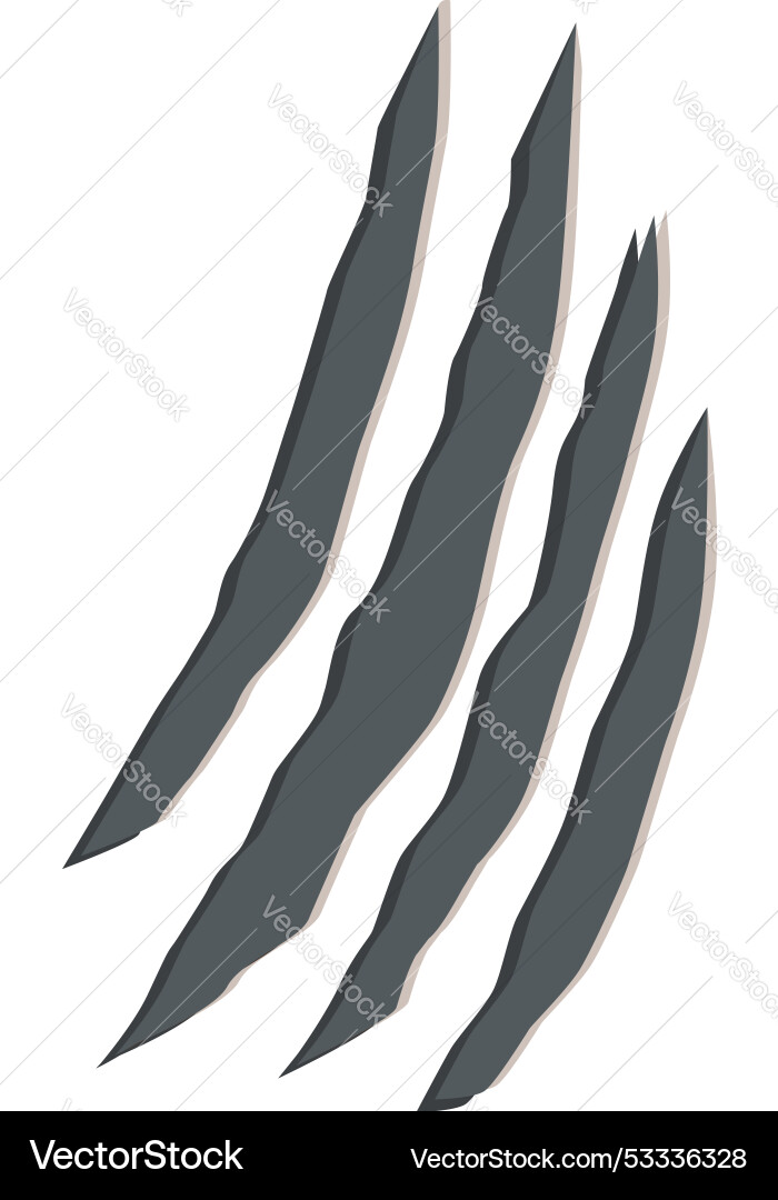 Four sharp claws scratching leaving deep scratches Four sharp claws scratching leaving deep scratches vector image