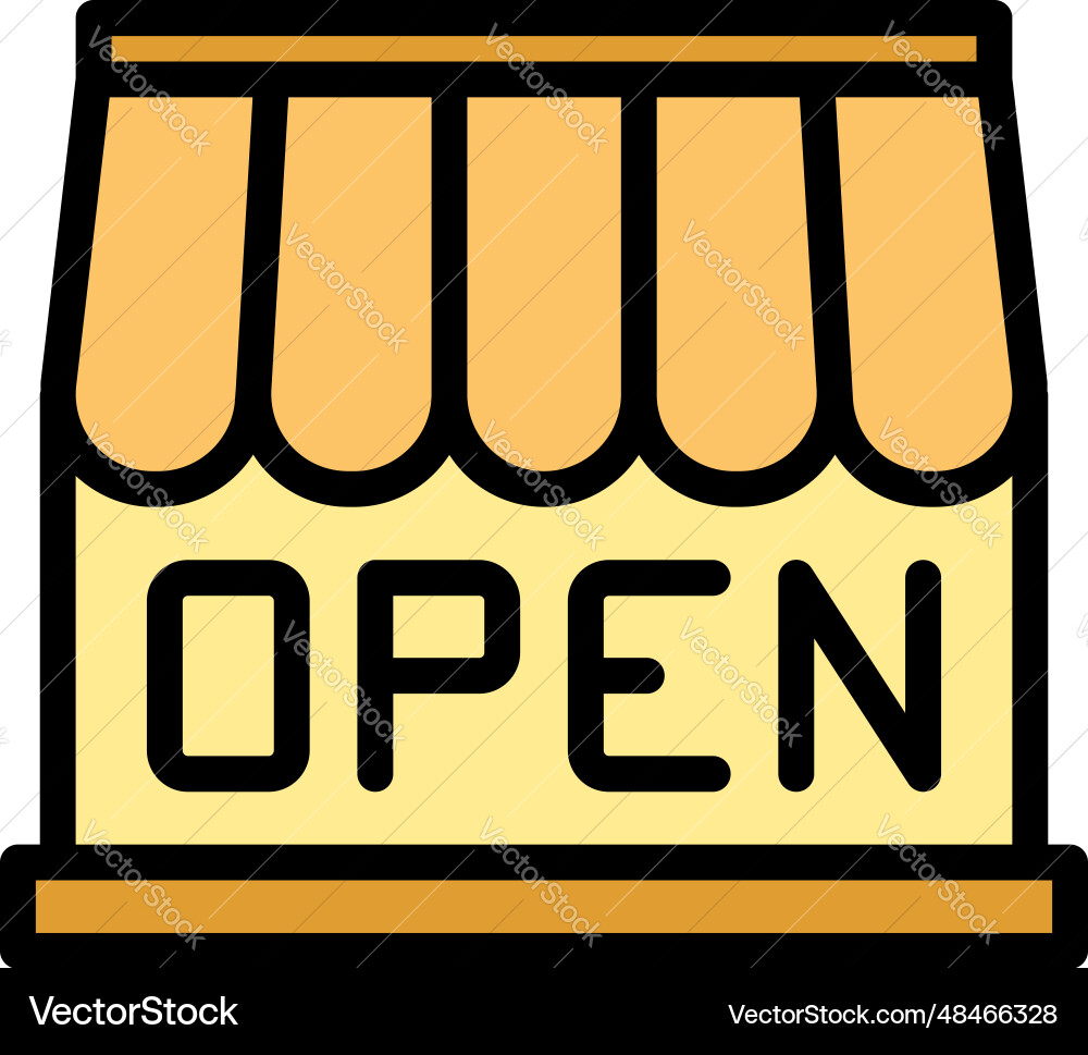 Offene Shop-Ikone flach Offene Shop-Ikone flach vektorbild