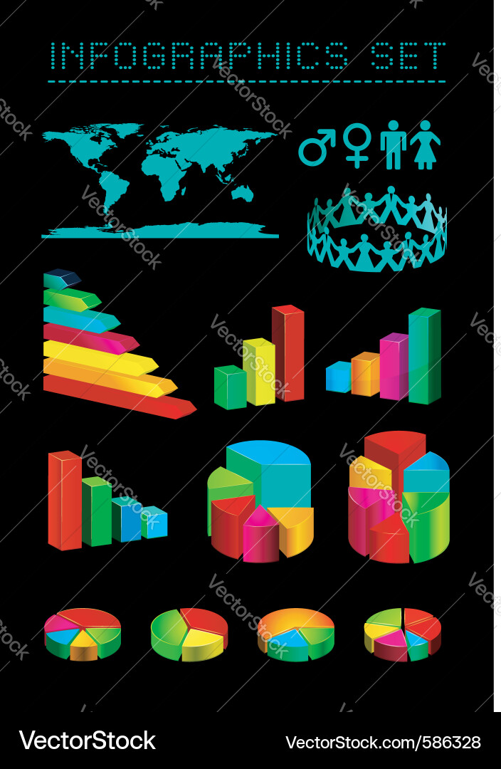 Set of shiny graphics and diagrams vector image