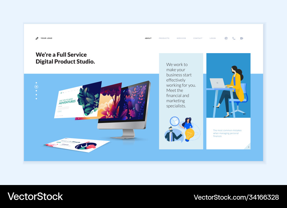 Website template design Royalty Free Vector Image