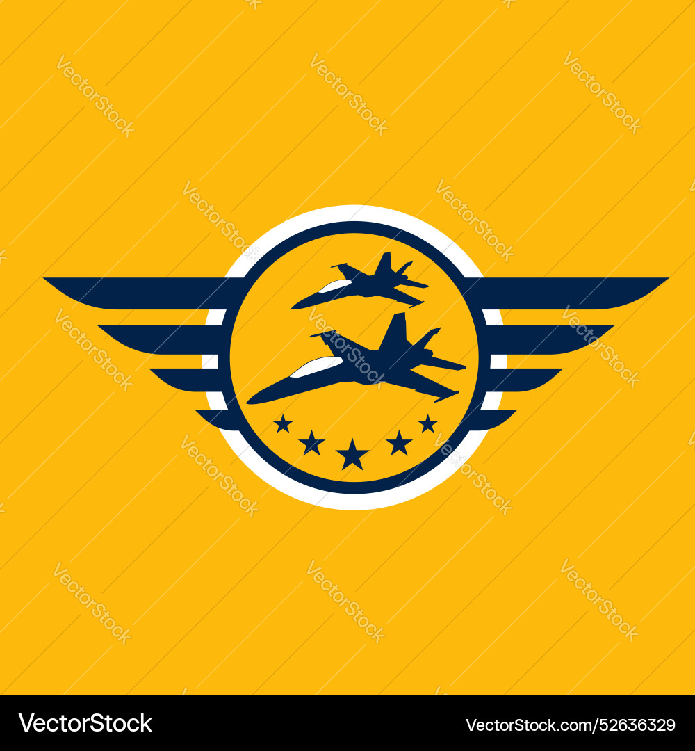 Airforce jet fighter silhouette wings logo Airforce jet fighter silhouette wings logo Vector Image
