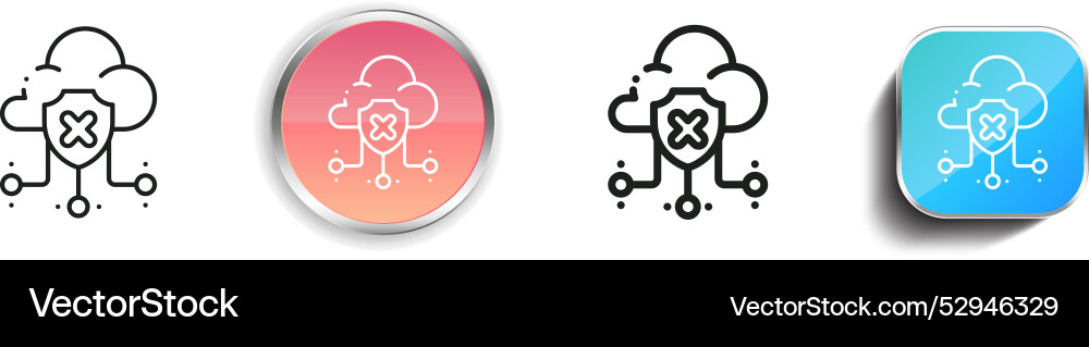 Cloud icon thin linear regular and button style vector image
