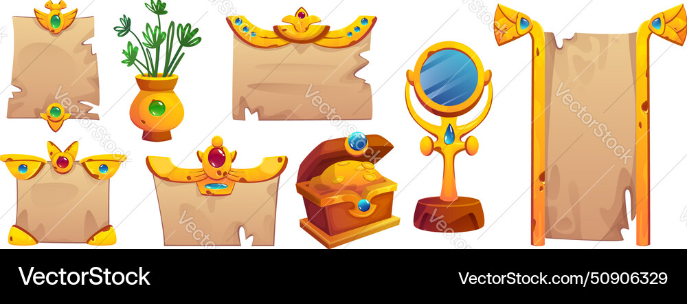 Egyptian game ui frames and assets Egyptian game ui frames and assets vector image