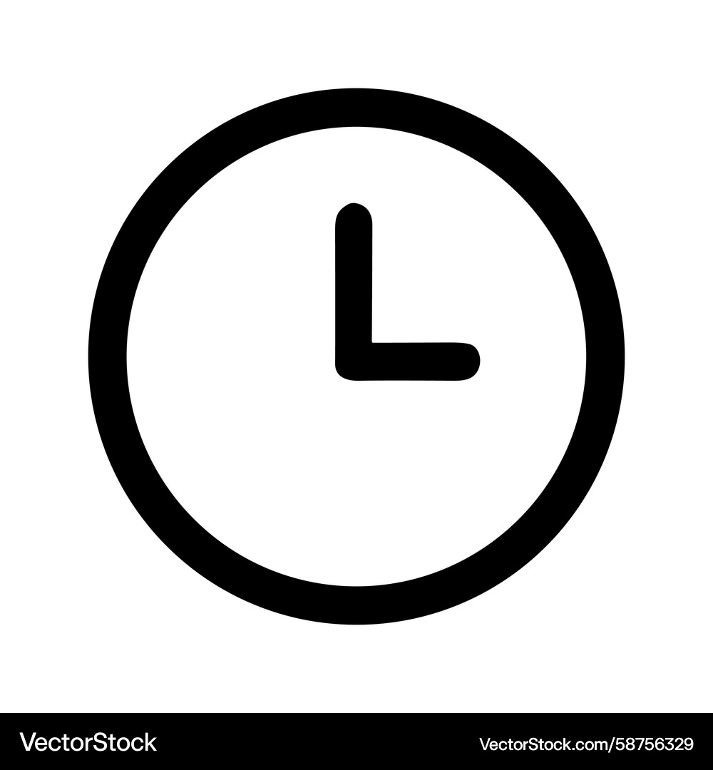 Minimalist Clock Icon - Three O'Clock Vector Image