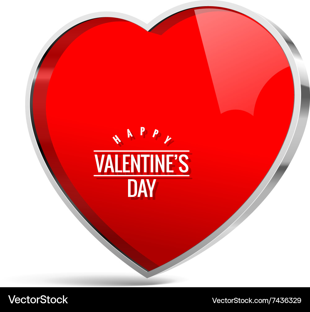 Red glossy element in the shape of a heart vector image