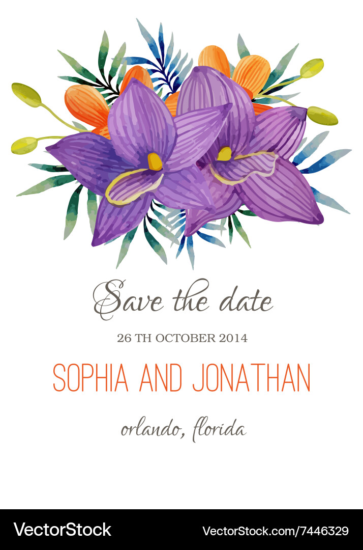 Wedding invitation watercolor with flowers Vector Image