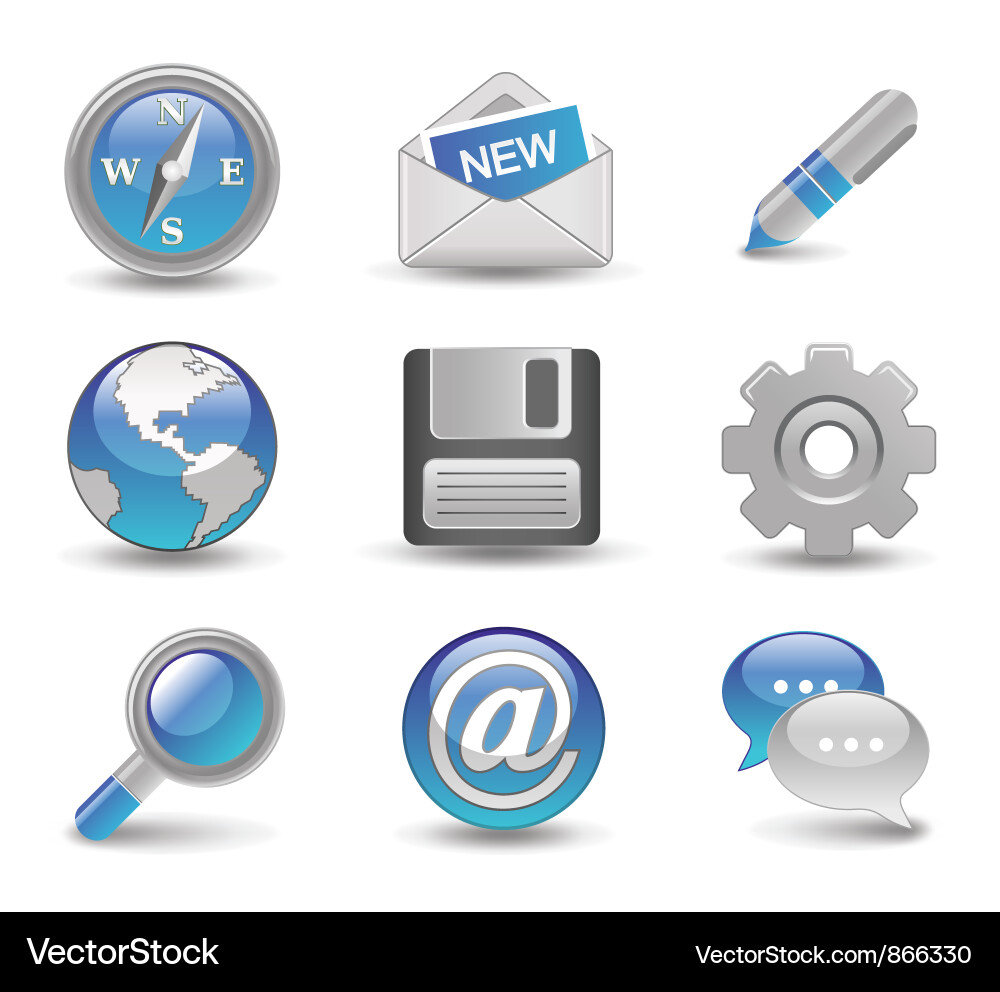 Glossy icons set Vector Image